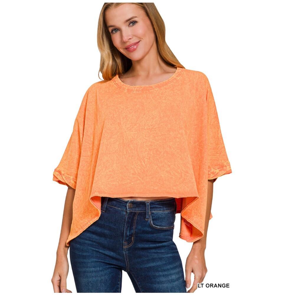 Zenana - Premium Cotton Crinkle Wash Oversized Tee - One Size - Picture 2 of 3